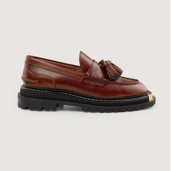 Sandro IRON Chunky Brown Leather Loafer - Picture 2 of 3